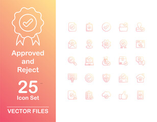 Approved and Reject icons set design with white background stock illustration