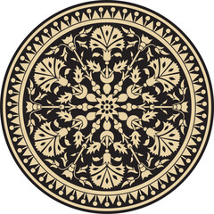 Fototapeta premium Vector gold and black round Turkish ornament. Ottoman circle, ring, frame.