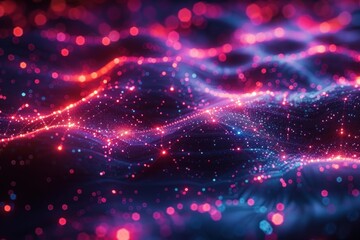 Fototapeta premium Abstract Digital Landscape with Glowing Lights