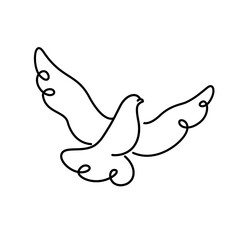Cute pigeon. Cute bird illustration. Cartoon dove in sky.