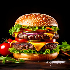  Delicious hamburger on a plate