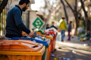 Generative AI, sorting garbage conceptual picture, social responsibility, civil cleaning service