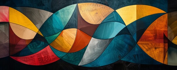 Fototapeta premium A series of geometric shapes overlapping and intersecting, creating a sense of movement and dynamism.
