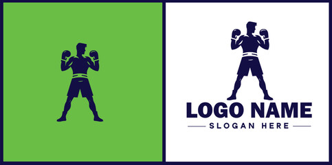Obraz premium Boxing club icon Boxing gym Boxing dojo Boxing academy flat logo sign symbol editable vector
