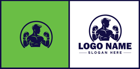 Boxing club icon Boxing gym Boxing dojo Boxing academy flat logo sign symbol editable vector