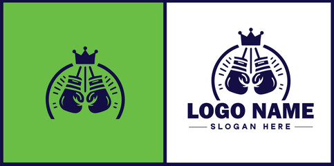 Boxing club icon Boxing gym Boxing dojo Boxing academy flat logo sign symbol editable vector
