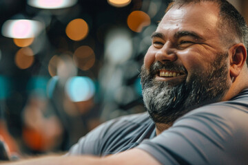 Generated with AI image of bodypositive man plus size model