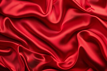 Fototapeta premium Luxurious of smooth red silk or satin fabric texture background