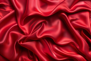 Fototapeta premium Luxurious of smooth red silk or satin fabric texture background