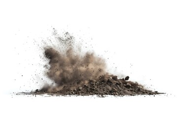 A picture of a pile of dirt against a white background, ideal for use in scientific or educational contexts