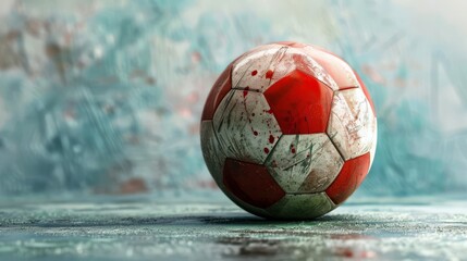 Lively and realistic depiction of a football with the Qatar flag, embodying the spirit and energy of the World Cup