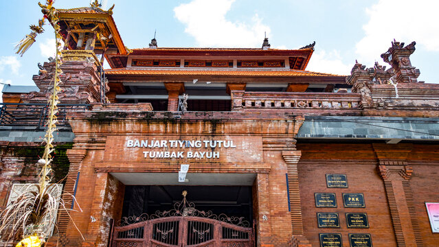 BALI &ndash; March 2024: Balai Banjar Tiying Tutul Tumbakbayuh in Canngu, Bali, Indonesia (It's the local resident community center, any gathering of local activity or official announcement happened here)

