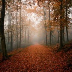 Fototapeta premium Autumn morning in the forest