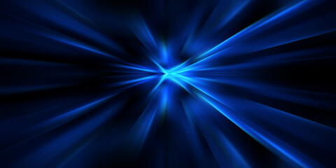 Abstract surface of blur radial zoom in dark blue and light blue tones on black background. Abstract background with radial, diverging, converging lines