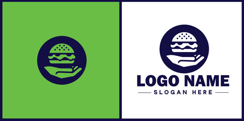 Fast food icon Quick-service food Junk food Takeout flat logo sign symbol editable vector