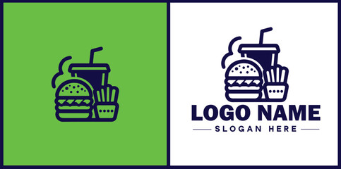 Fototapeta premium Fast food icon Quick-service food Junk food Takeout flat logo sign symbol editable vector