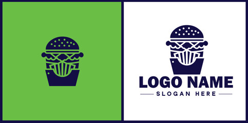 Fast food icon Quick-service food Junk food Takeout flat logo sign symbol editable vector