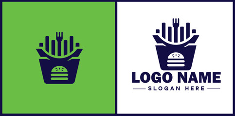 Fast food icon Quick-service food Junk food Takeout flat logo sign symbol editable vector