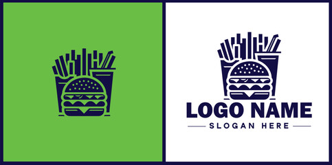 Fast food icon Quick-service food Junk food Takeout flat logo sign symbol editable vector