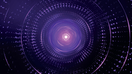 Abstract digital background. Big data visualization. Circular rotations of fantasy circle of colorful particles, beautiful color spiral. 3d vector illustration.