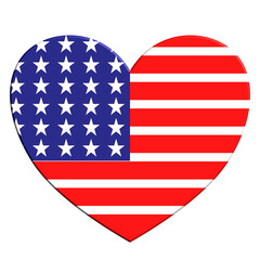 heart with colors and patterns of the American flag
