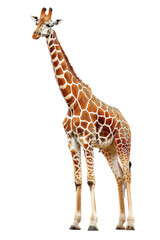 Obraz premium Tall giraffe standing on transparent background, detailed texture
