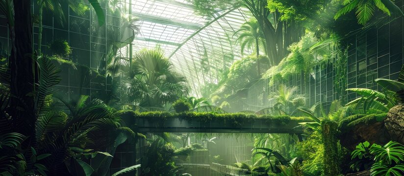 Tropical Rainforest and Eco-Friendly Technology. Vast Perspective for Banners or Ads.