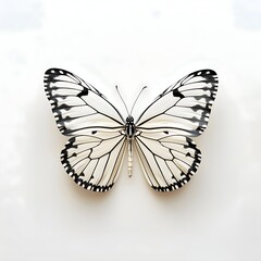 Black and White Butterfly on White Background