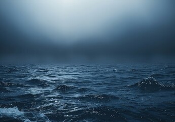 Fototapeta premium Mysterious Oceanic Scene with Stormy Sky and Dark Waters
