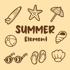 Hand drawn summer elements collection