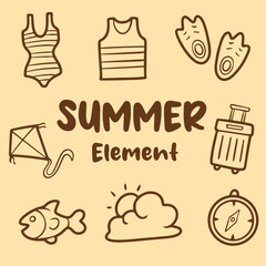 Hand drawn summer elements collection