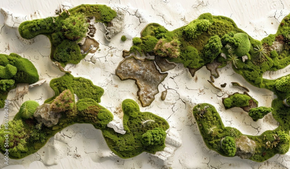 Wall mural aerial view of mossy island landscape