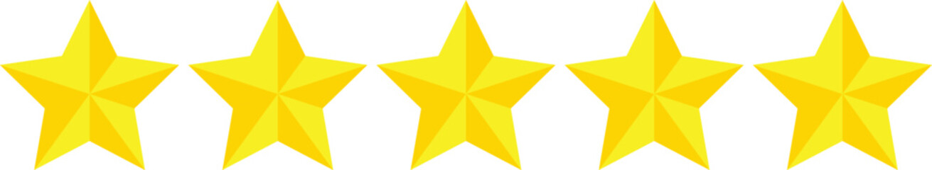 Five stars rating icon. Social media Five stars customer product rating. Vector illustration. Premium quality. Golden stars