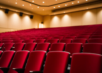 Obraz premium Auditorium chairs and convention hall walls background. Generative AI