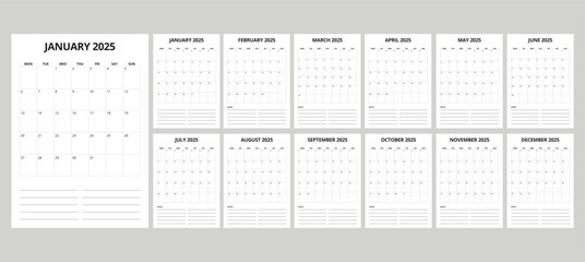 2025 set calendar potrait, 365 days