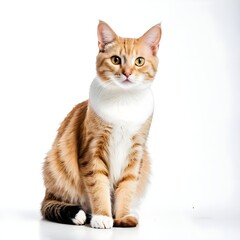 Obraz premium cat on white background, A Detailed Image of a Cat Isolated on a White Background, Showcasing Its Grace and Beauty