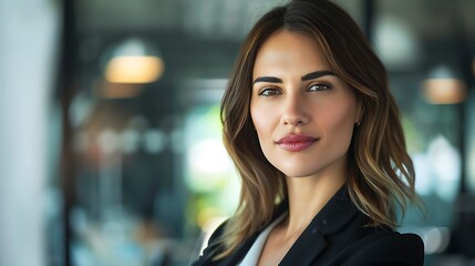 Empowered Female Leader in Corporate Environment - Confident Businesswoman Portraying Strength and Authority in Office Setting