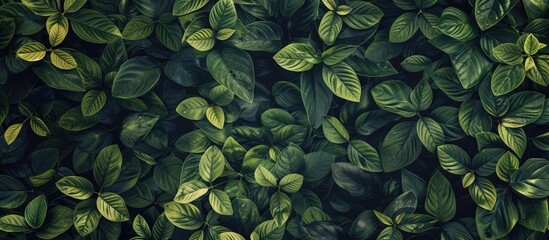 Tropical foliage texture, Natural abstract green leaf texture backdrop in vintage dark tone, Suitable for desktop wallpaper.