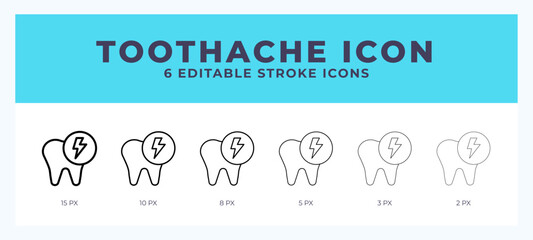 Toothache icon vector illustration. With editable stroke for web. App and more.