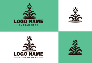 Fountain icon Water feature Well Spring flat logo sign symbol editable vector