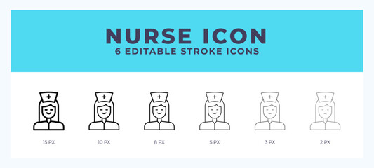 Fototapeta premium Nurse icon symbol. Outline. Lineal icon with editable stroke.