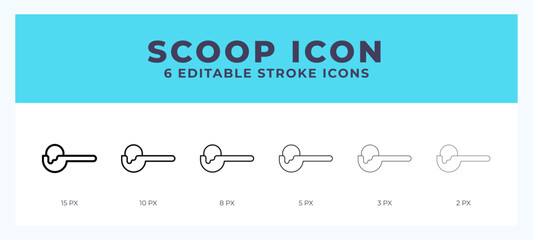 Scoop icon set with different stroke. Design elements for logo. Vector illustration.