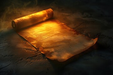 A piece of parchment lying flat on a wooden table, providing a blank surface for writing or drawing