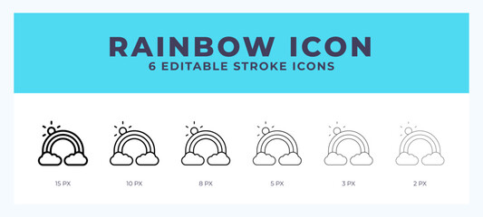 Fototapeta premium Rainbow icon. Outline. Lineal icon symbol vector. Black outline.