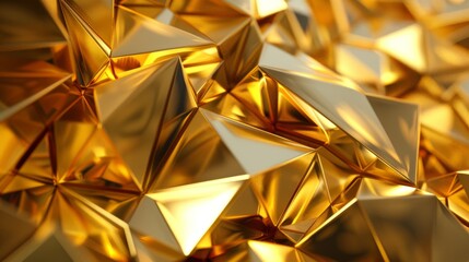 Abstract 3D rendering of gold geometric shapes