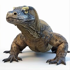 Obraz premium Komodo Dragon 3D cartoon isolated whitebackground 