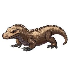 Naklejka premium Komodo Dragon 8-bit cartoon isolated whitebackground 