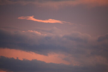 beautiful cloudy sunset creating pink and orange clouds.