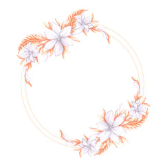 Obraz premium Hand drawn watercolor vintage golden and silver jewelry wreath frame border isolated on white background. Can be used for cards, label and other printed products.