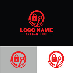 lock and key icon Padlock Bolt Deadbolt flat logo sign symbol editable vector